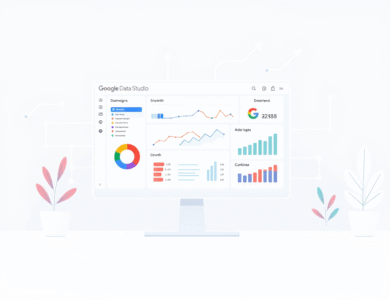 a clean minimal conceptual illustration showing digital campaign data visualization