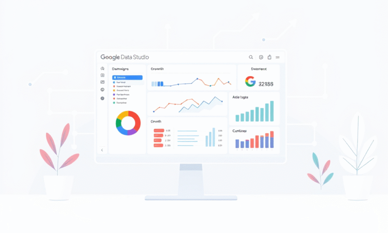 a clean minimal conceptual illustration showing digital campaign data visualization